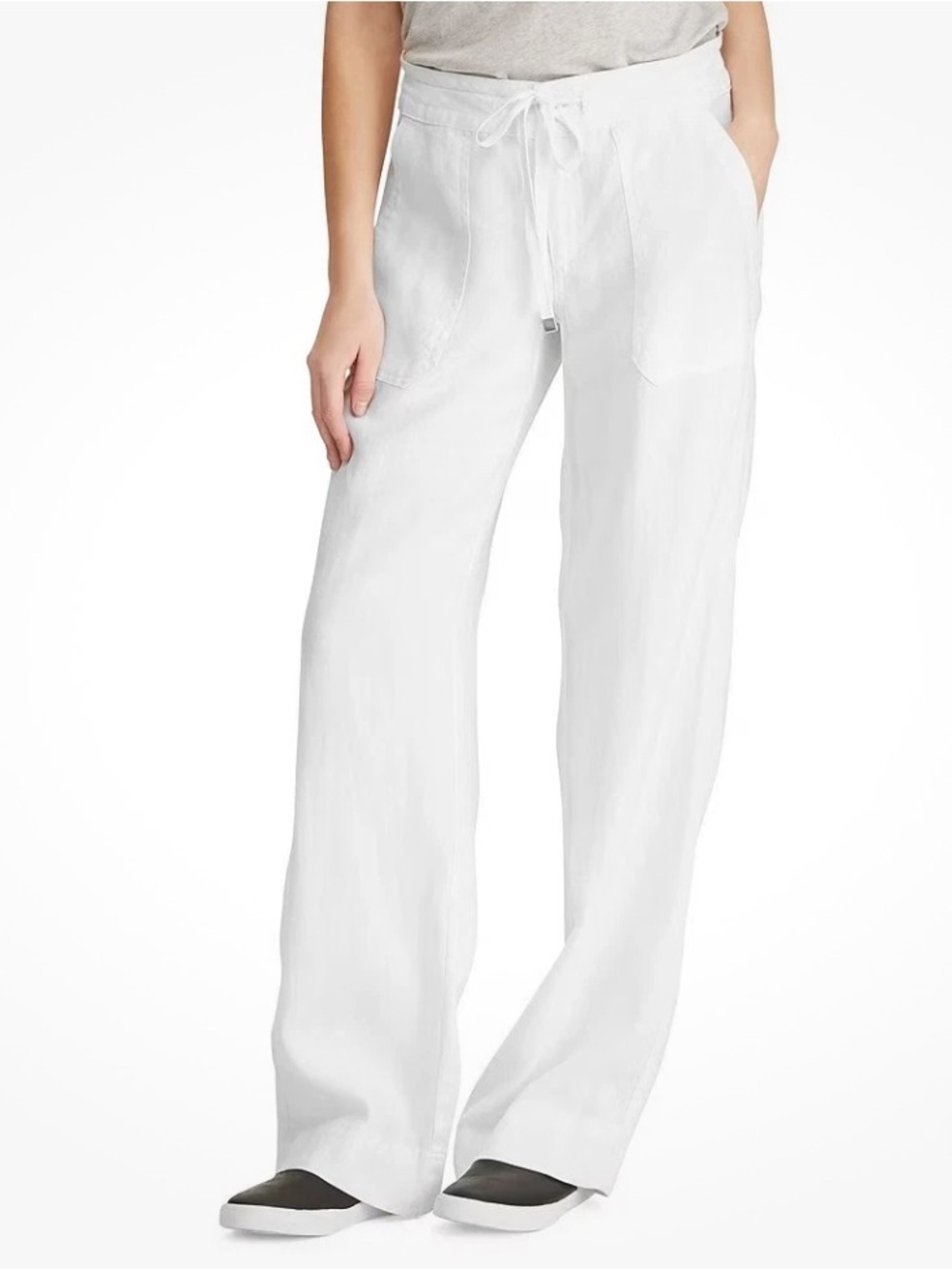 Lauren Ralph Lauren Women's White Drawstring Linen Pants 8